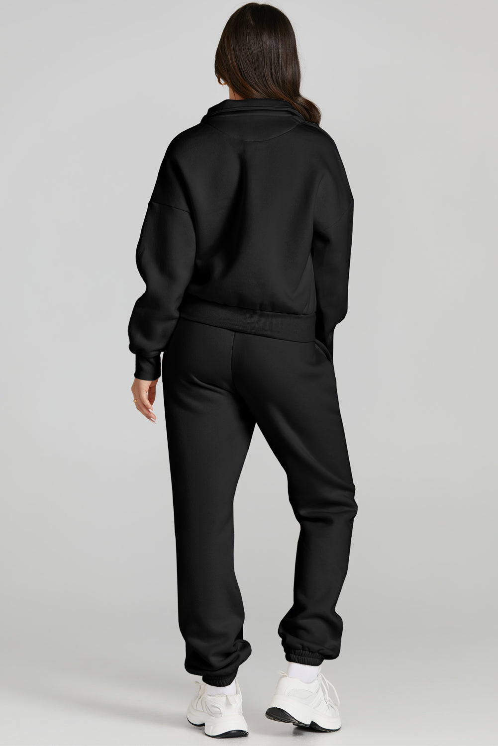 Two-Piece Casual Jogger Pants and Quarter-Zip Top