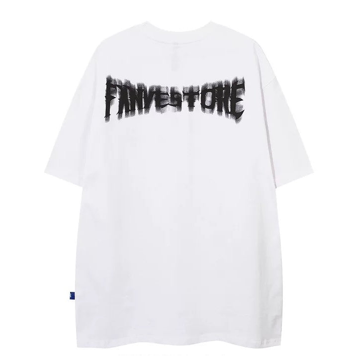 Oversized Retro Graphic Tee Front Back Design