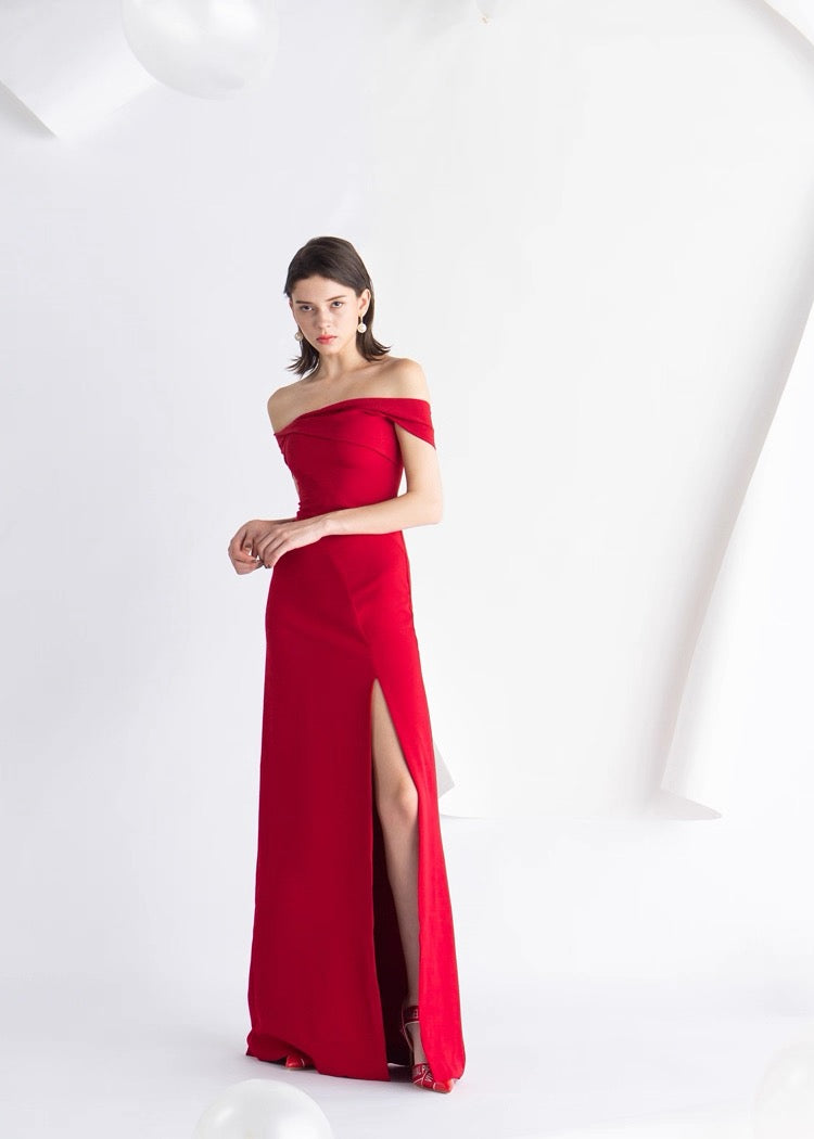 Sexy Off-Shoulder Slit Maxi Dress