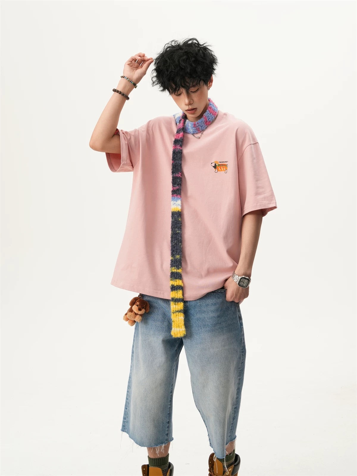 Oversized Crew Neck Dog Graphic T-shirt