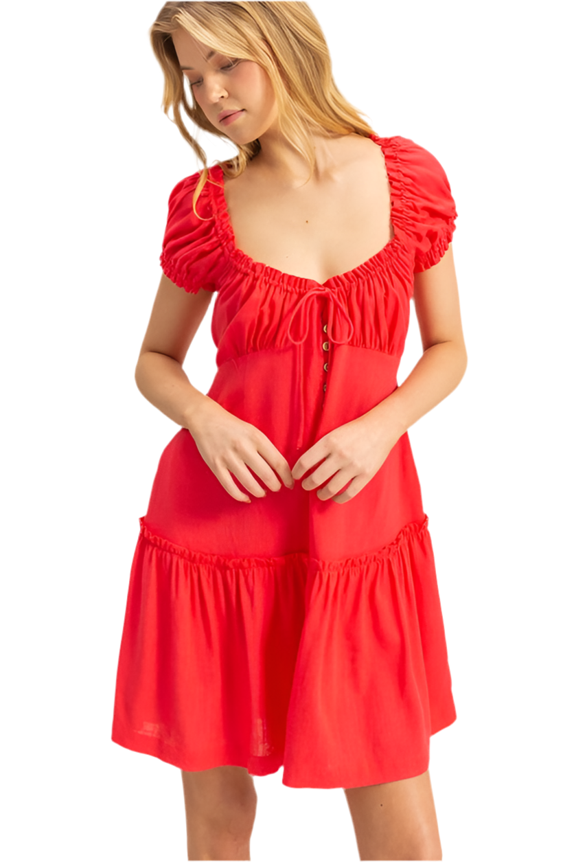 Sweetheart Puff Sleeve Mini Dress