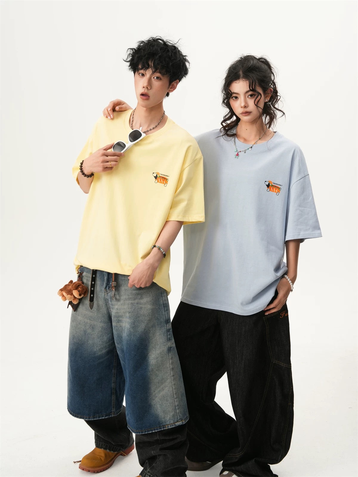 Oversized Crew Neck Dog Graphic T-shirt