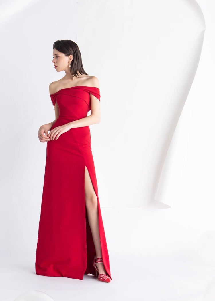 Sexy Off-Shoulder Slit Maxi Dress