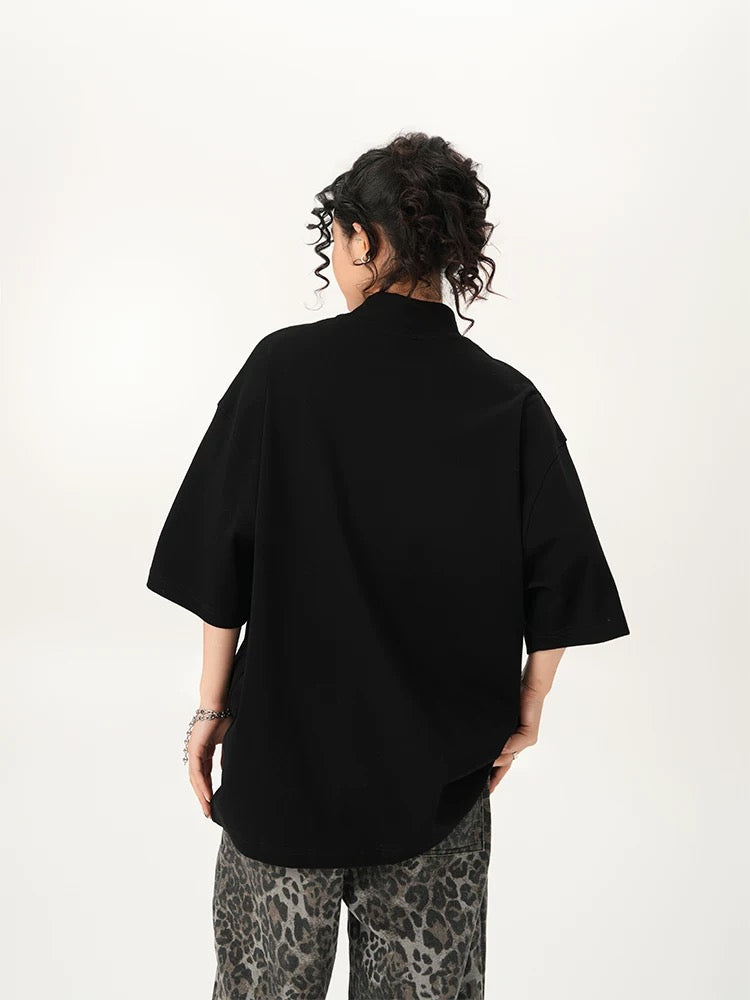 Unisex Casual Oversized Turtleneck T-shirt