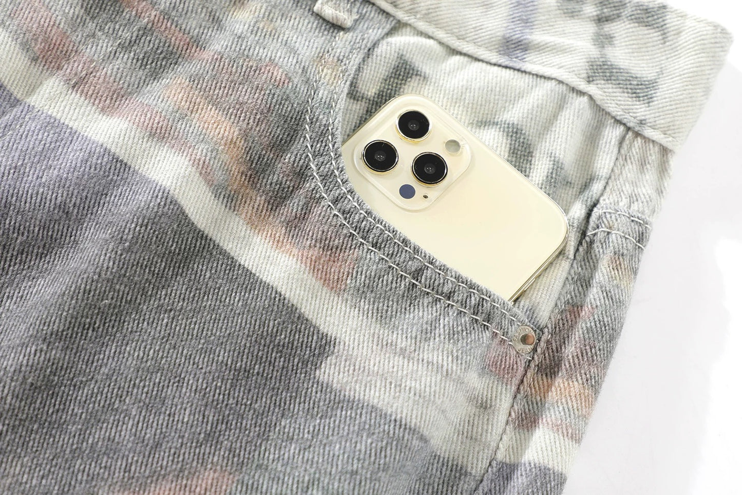 High-Waisted Newspaper Print Wide-Leg Jeans