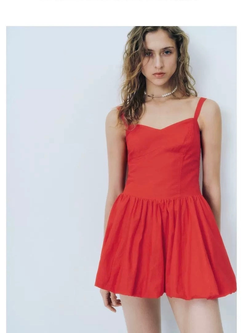Vibrant Red A-Line Mini Dress