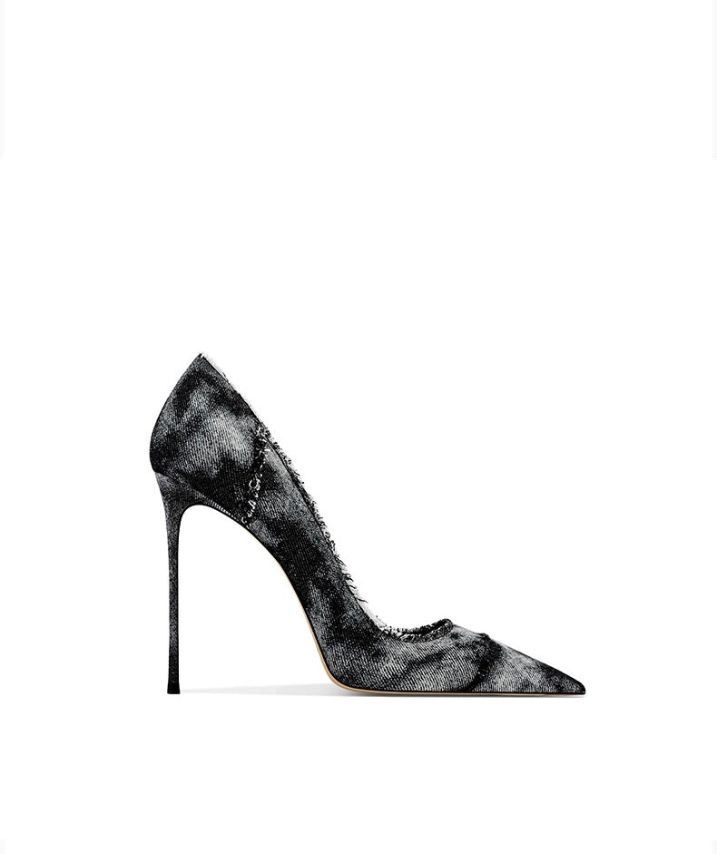 Grunge Chic Denim High Heels