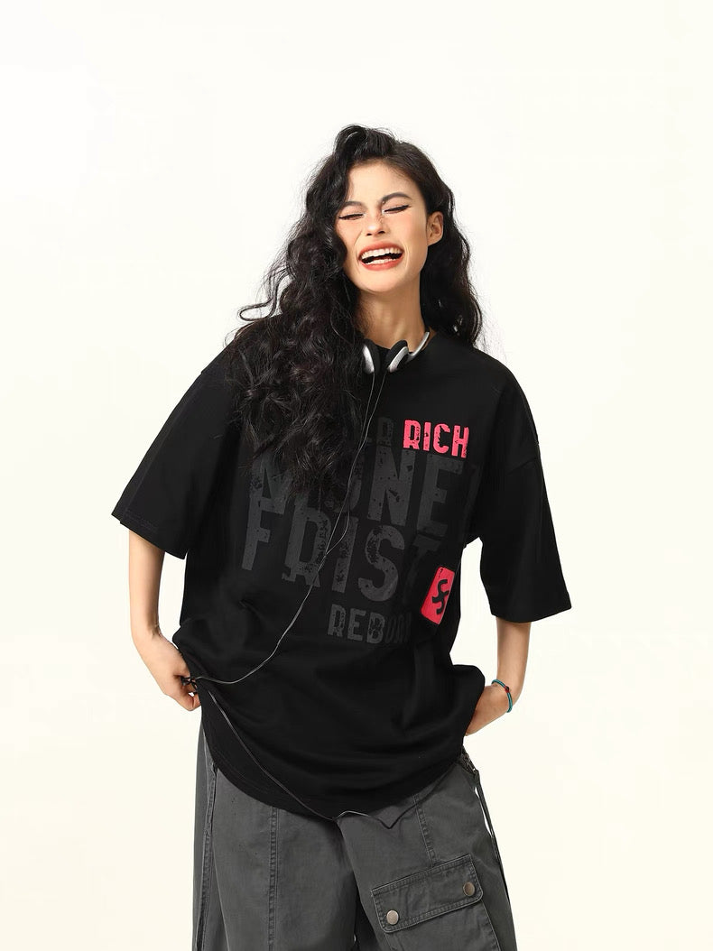 Retro Street Letter Print T-Shirt