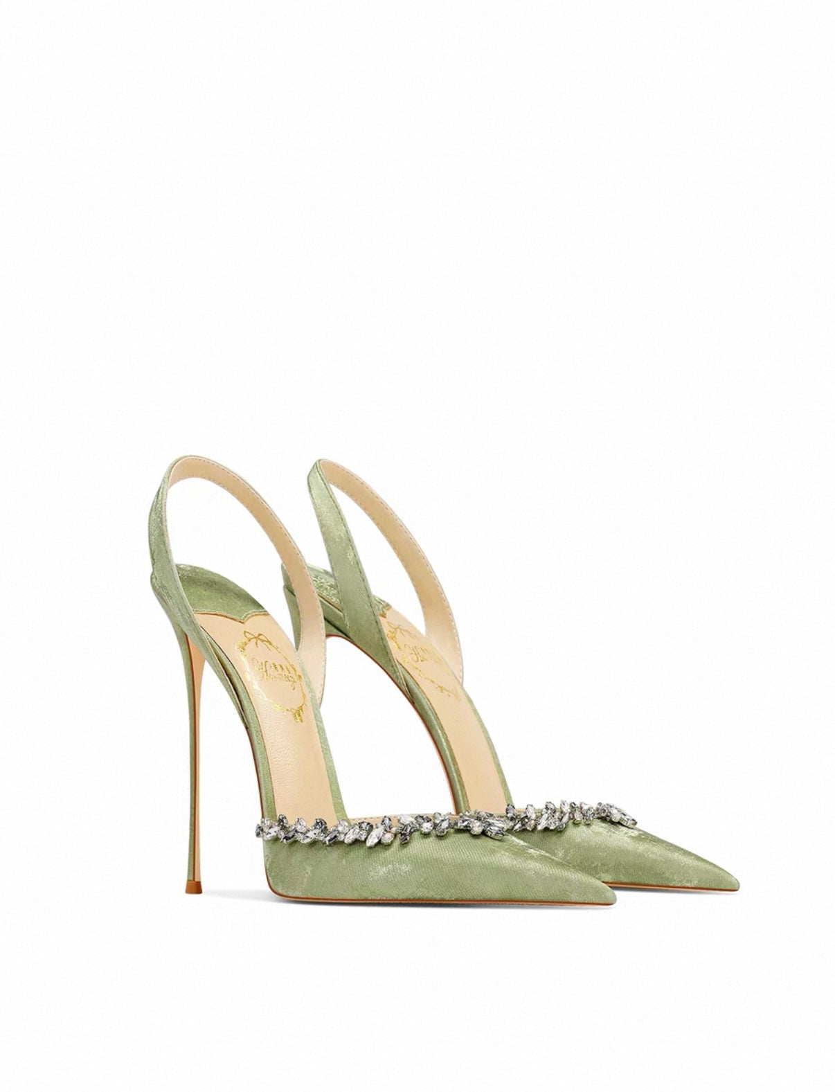 Elegant Crystal Satin Slingbacks