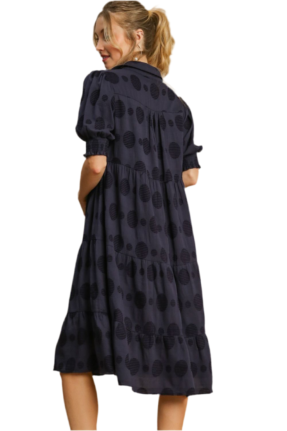Swiss Dot Jacquard Tiered Midi Dress