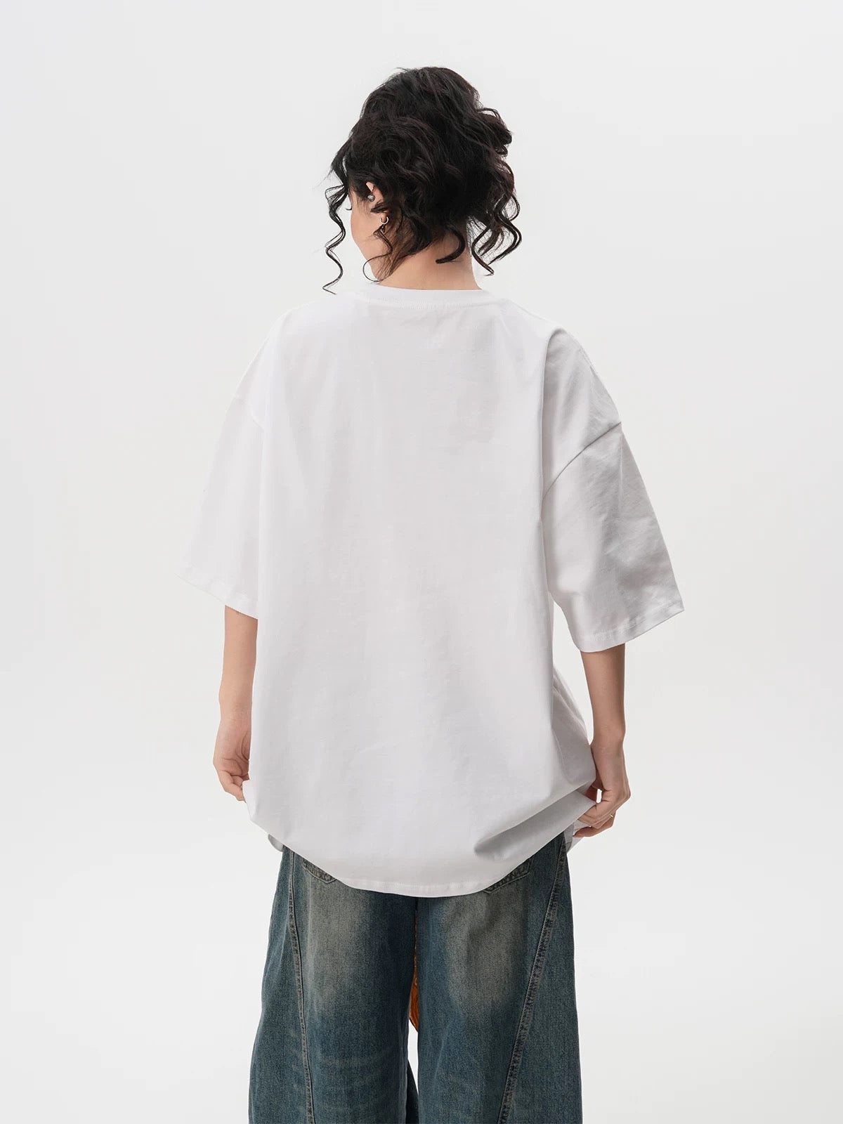 Retro Palm Print Cotton T-Shirt