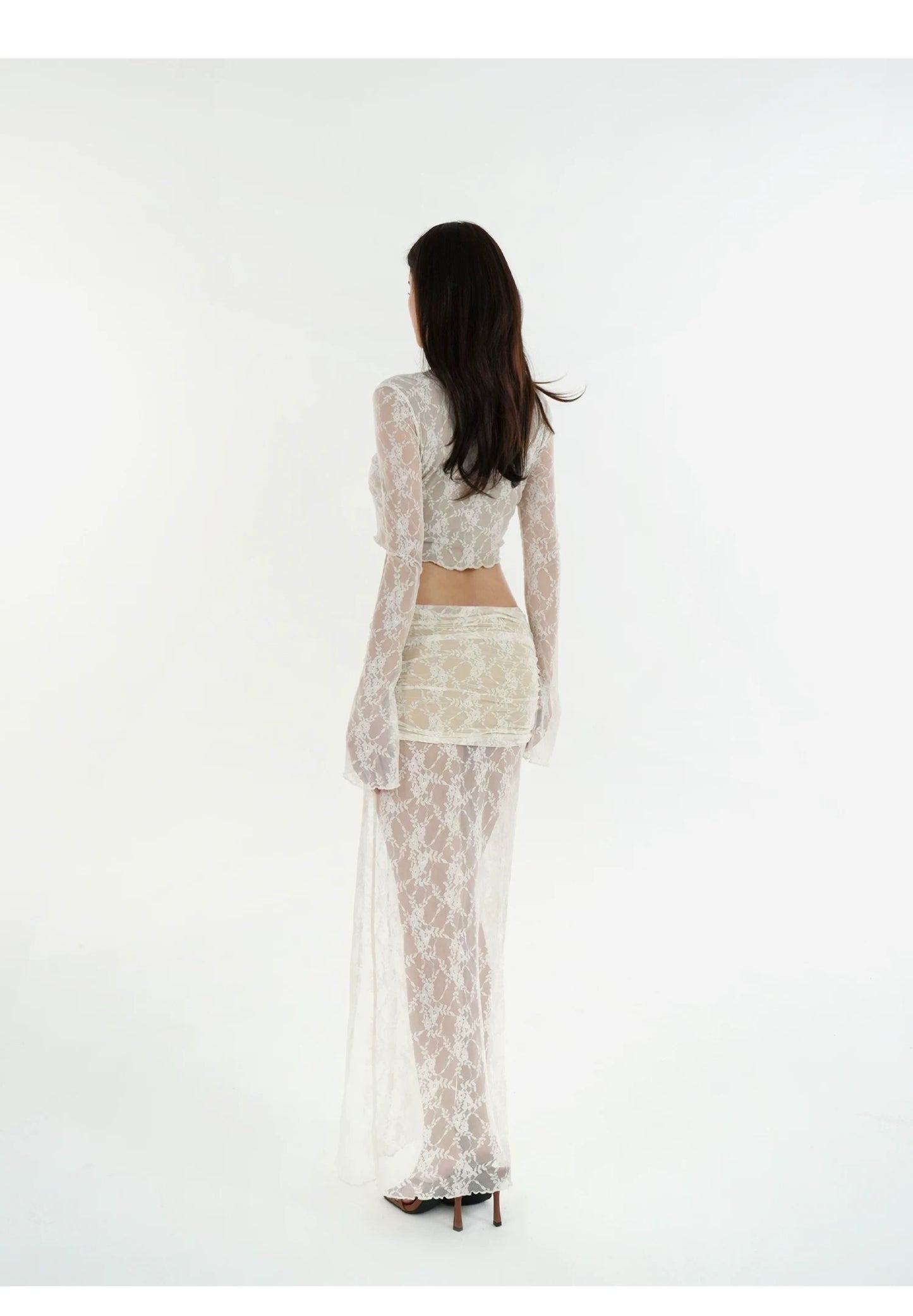 Lace Jacquard High Slit Set