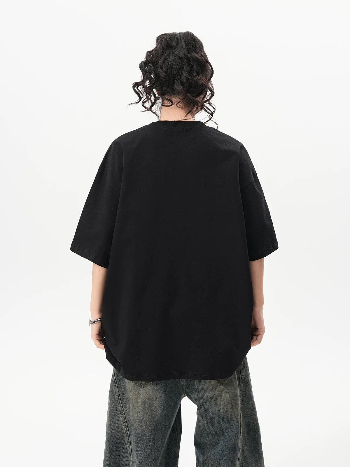 Retro Palm Print Cotton T-Shirt