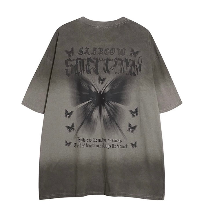 Oversized Retro Butterfly Graphic Front BackTee
