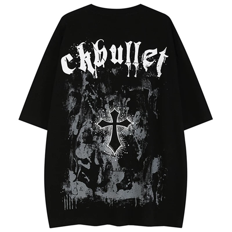 Oversized High Street Dark Crucifix Graphic Tee