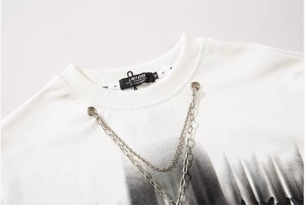 Oversized Necklace Decor Graphic T-shirt
