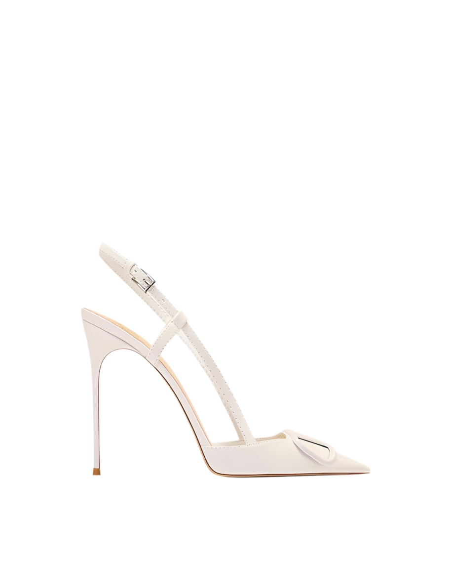 Glossy Buckle Strap Pointed Toe Heels