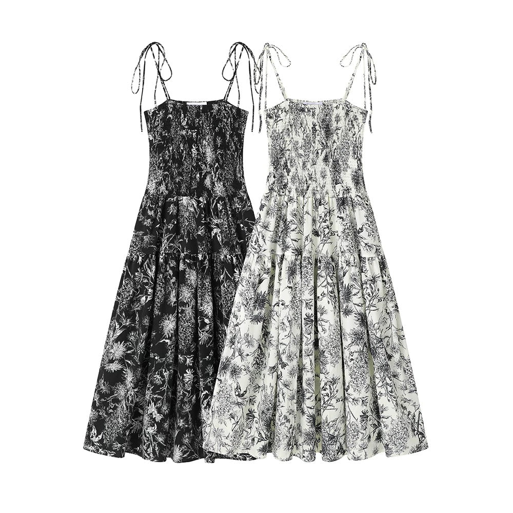 Retro Floral A-Line Summer Pocket Slip Dress