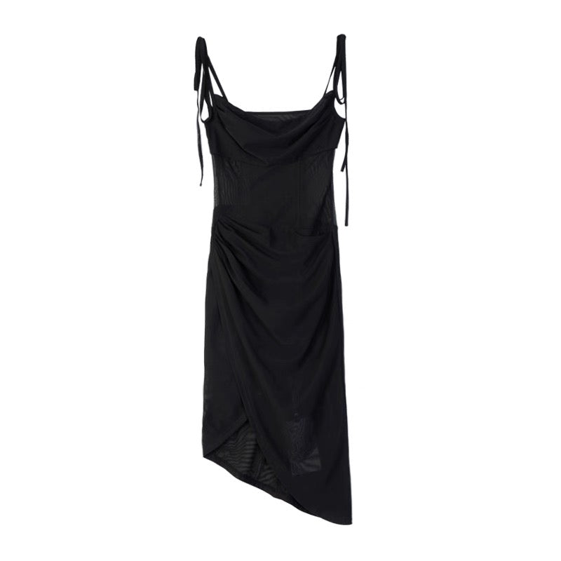 Ruched Bodycon Tie Strap Dress