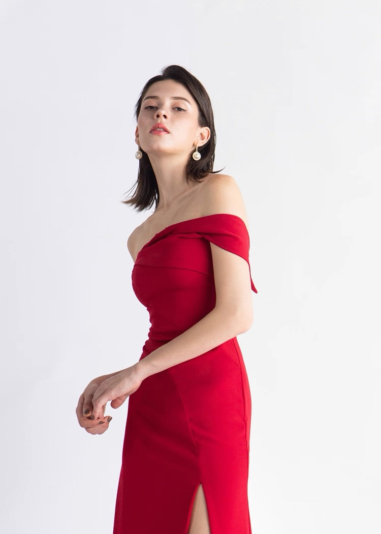 Sexy Off-Shoulder Slit Maxi Dress
