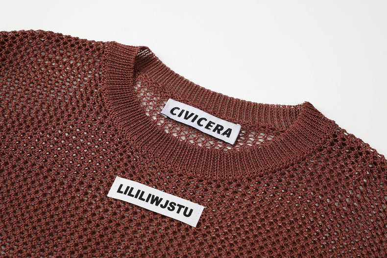 Summer Hollow Knit Hooded Sweater for Women