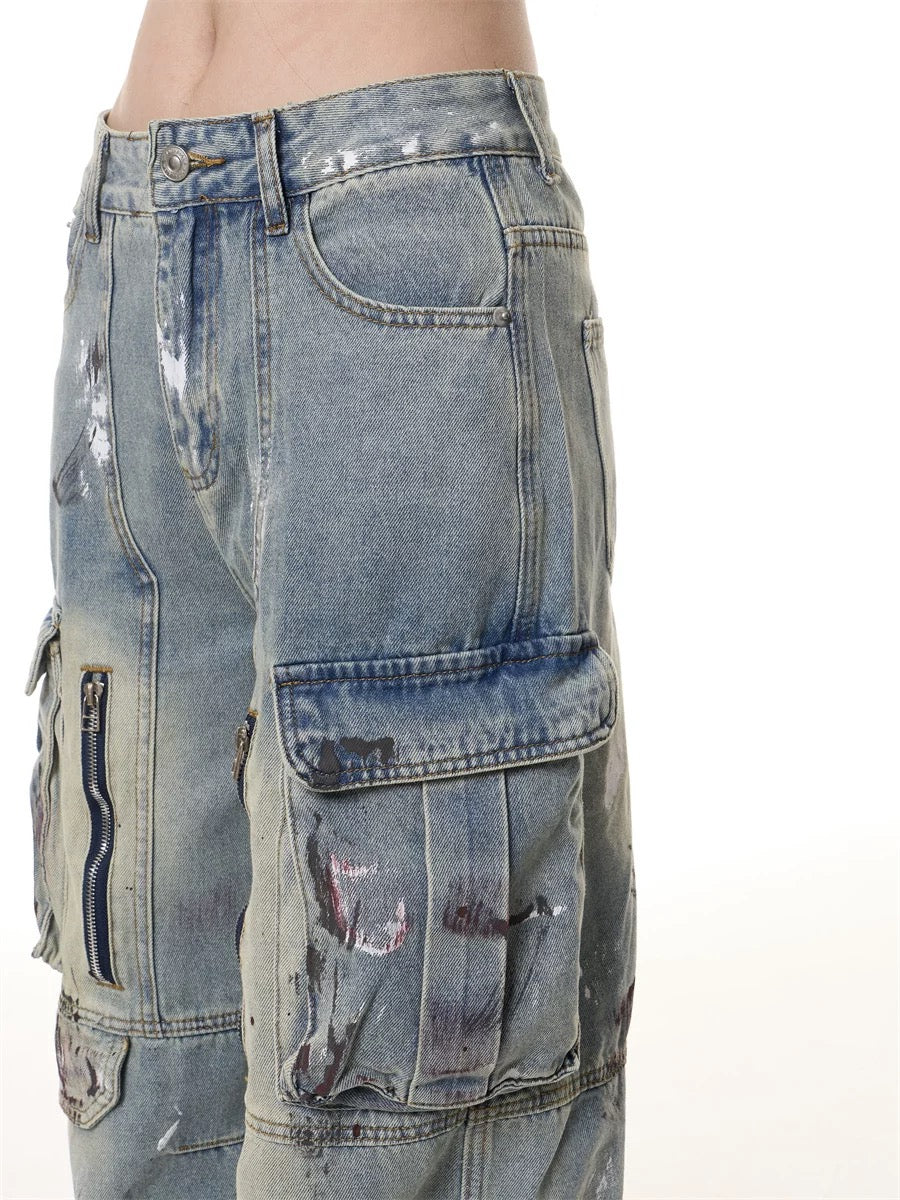 Vintage Graffiti Wide Leg Jeans
