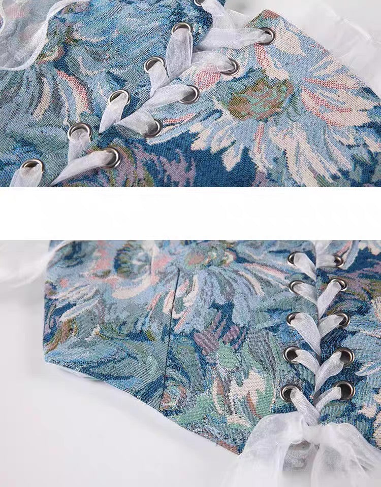 Bear Print Crop Top & Skirt Set