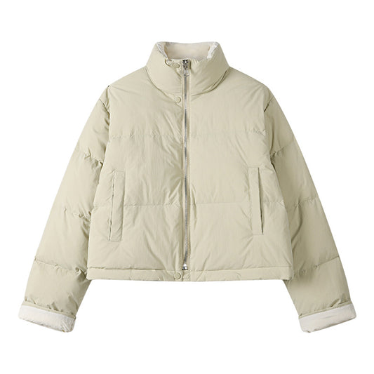 Cropped Puffer Jacket with Contrast Cuffs