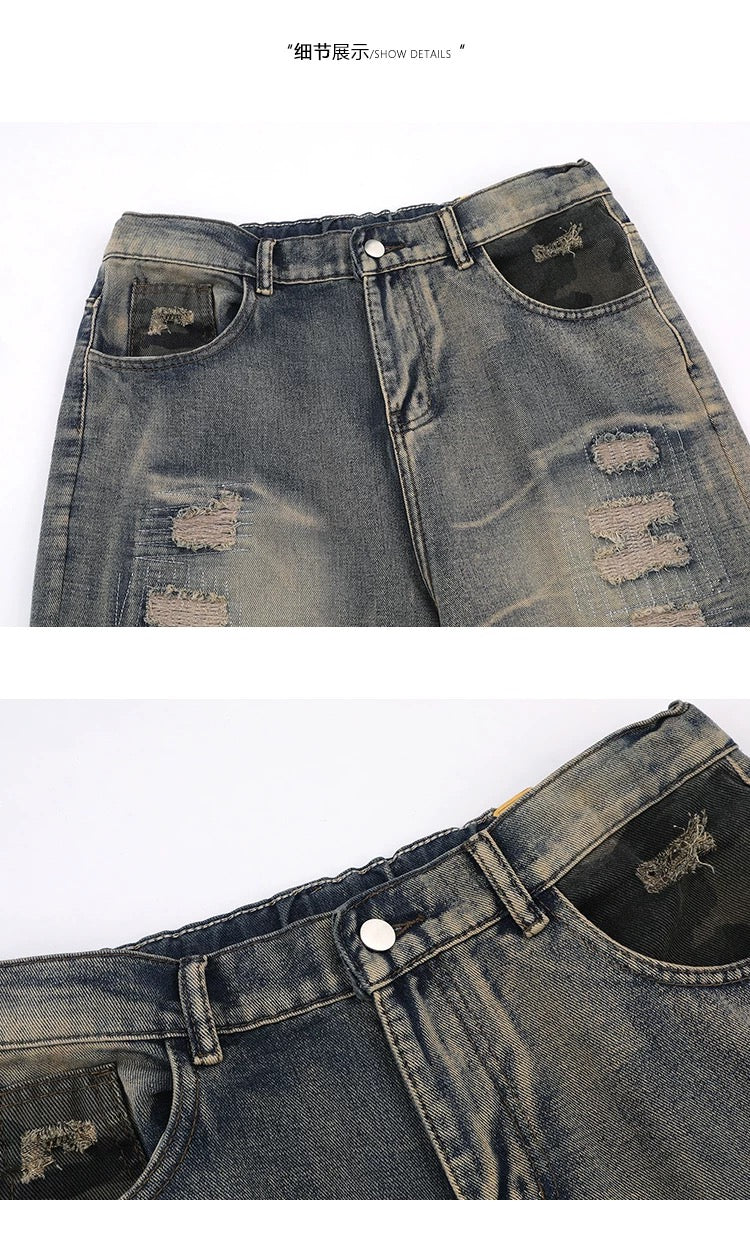 Rugged American Street Ripped Jeans