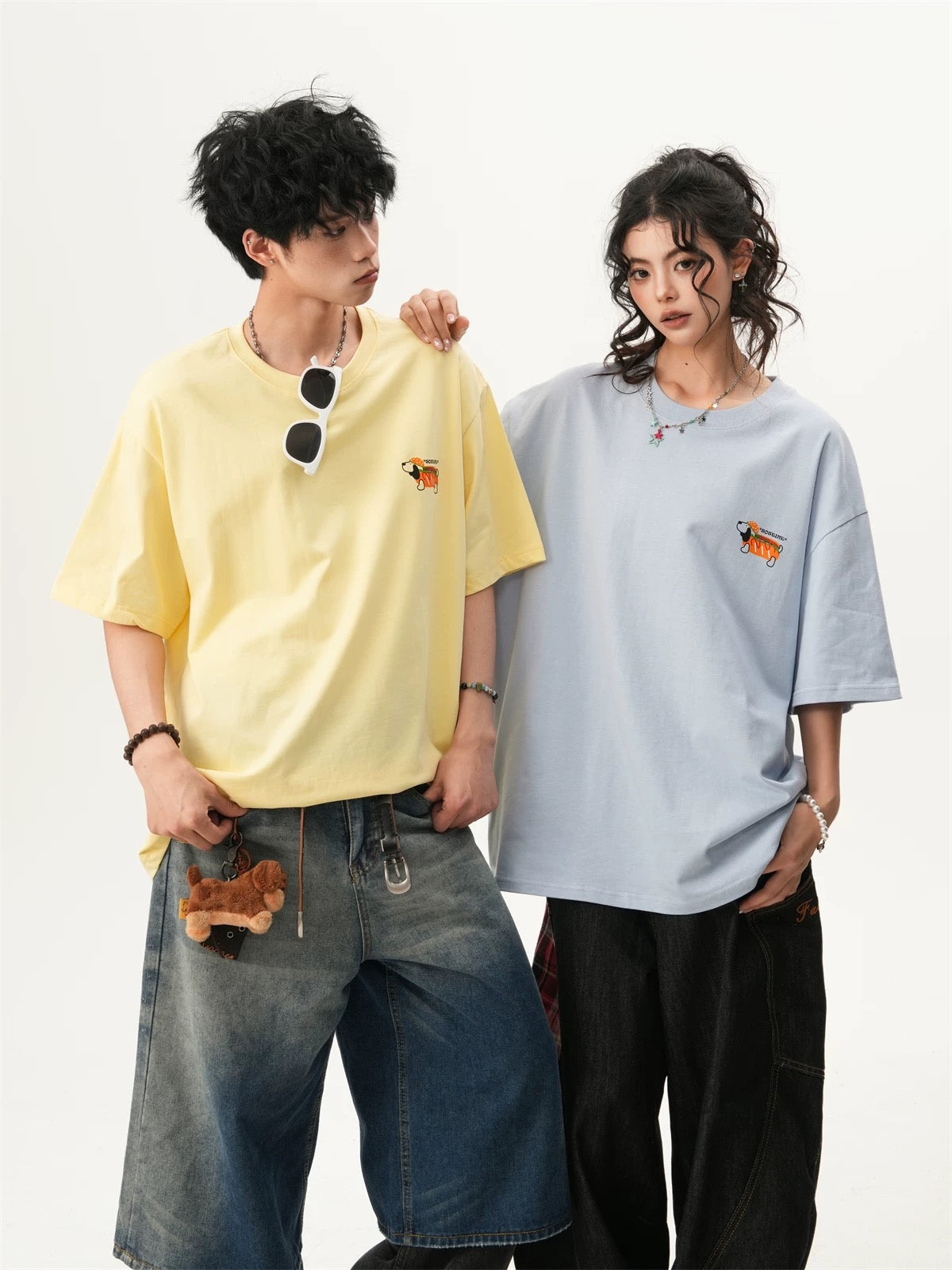 Oversized Crew Neck Dog Graphic T-shirt
