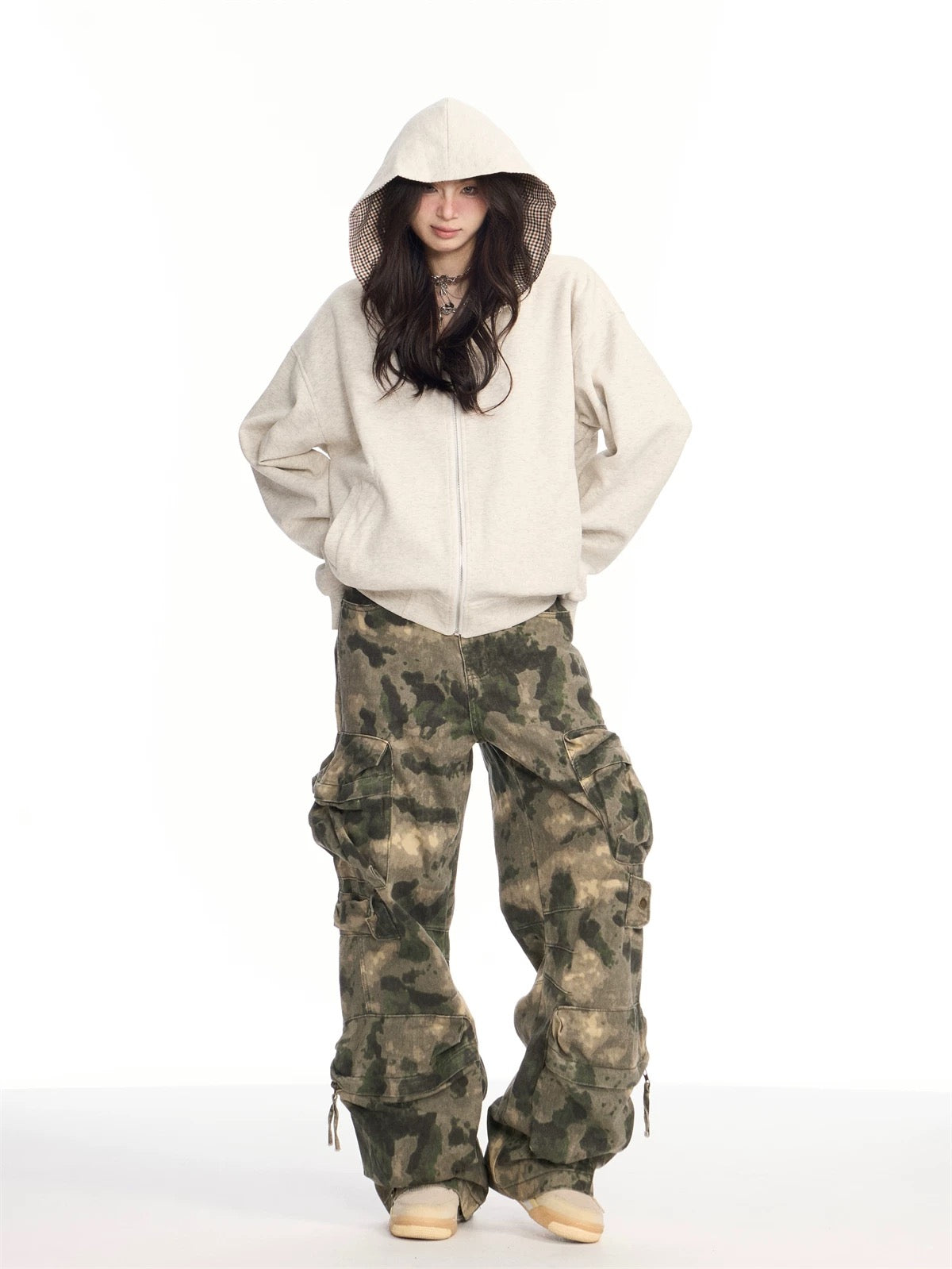 Retro Camo Loose Cargo Pants