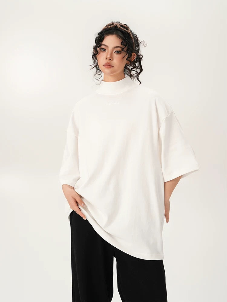 Unisex Casual Oversized Turtleneck T-shirt