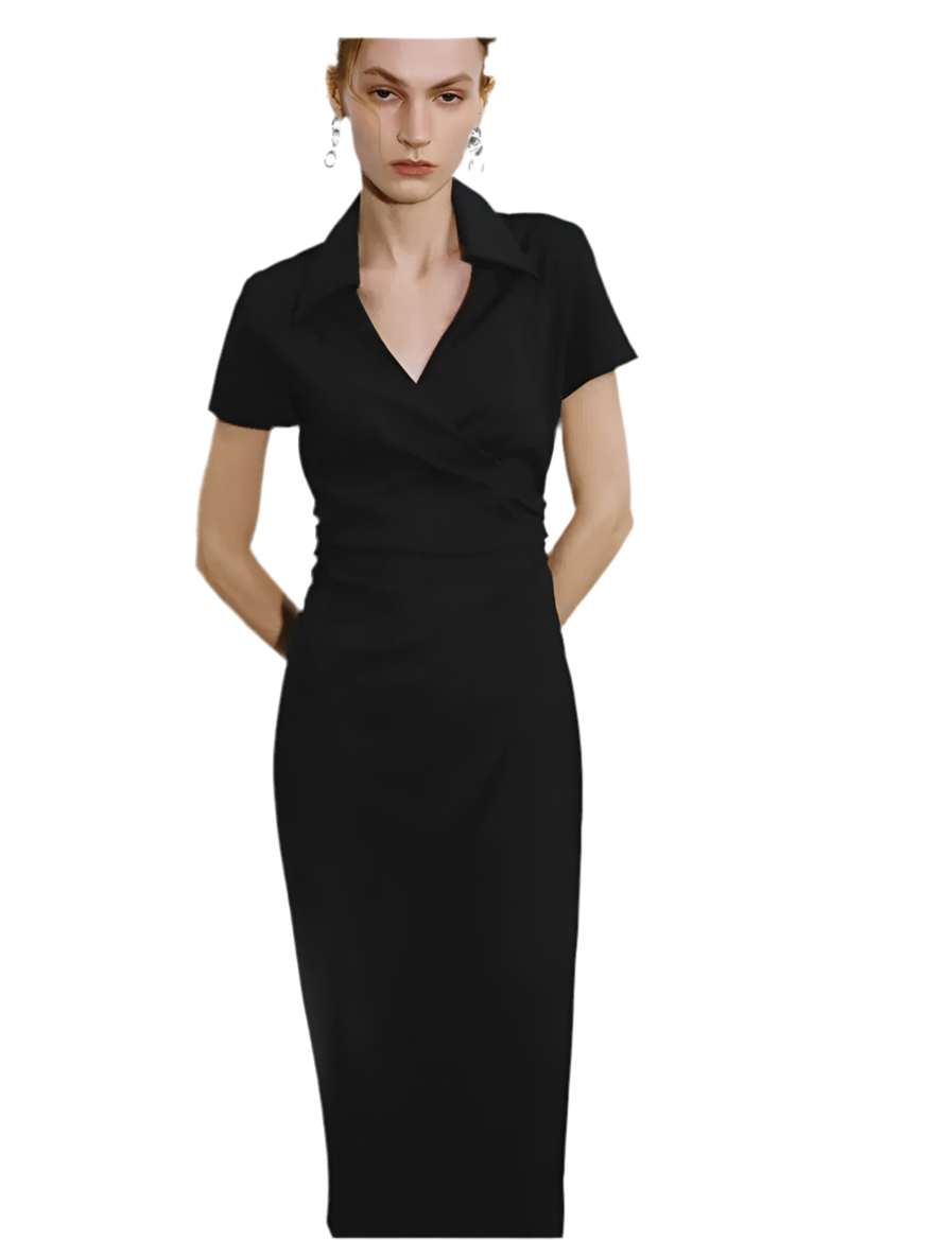 Waist-Defining Pleated Midi Dress