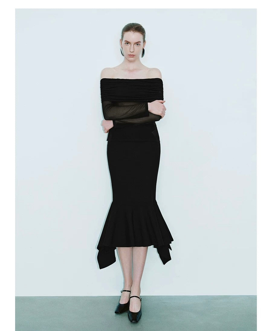 Off-the-Shoulder Long Sleeve Dress