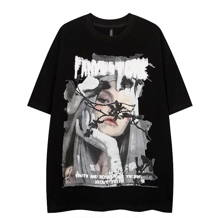 Oversized Retro Graphic Tee Front Back Design