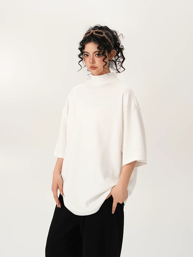 Unisex Casual Oversized Turtleneck T-shirt