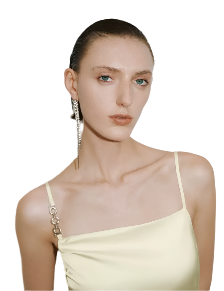 Chain Detail Pleated Slip Dress