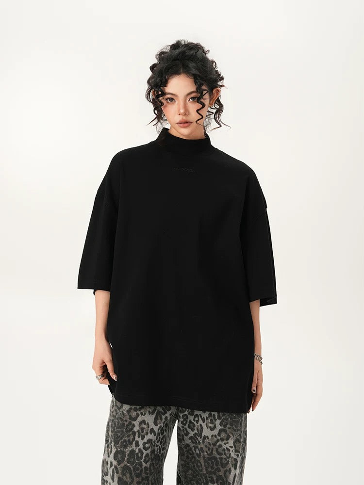 Unisex Casual Oversized Turtleneck T-shirt