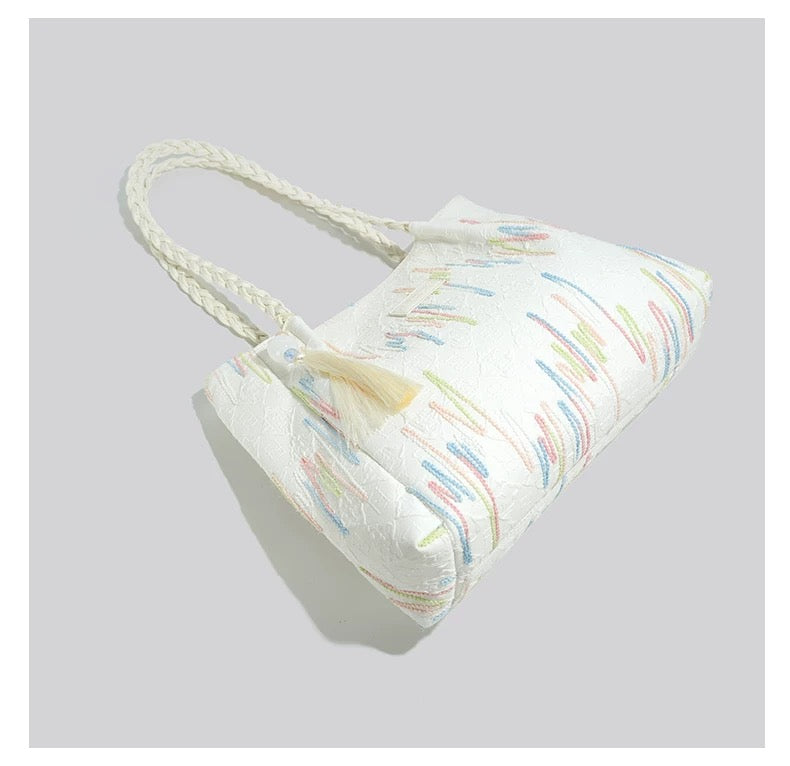 Chic Embroidered Shoulder Tote