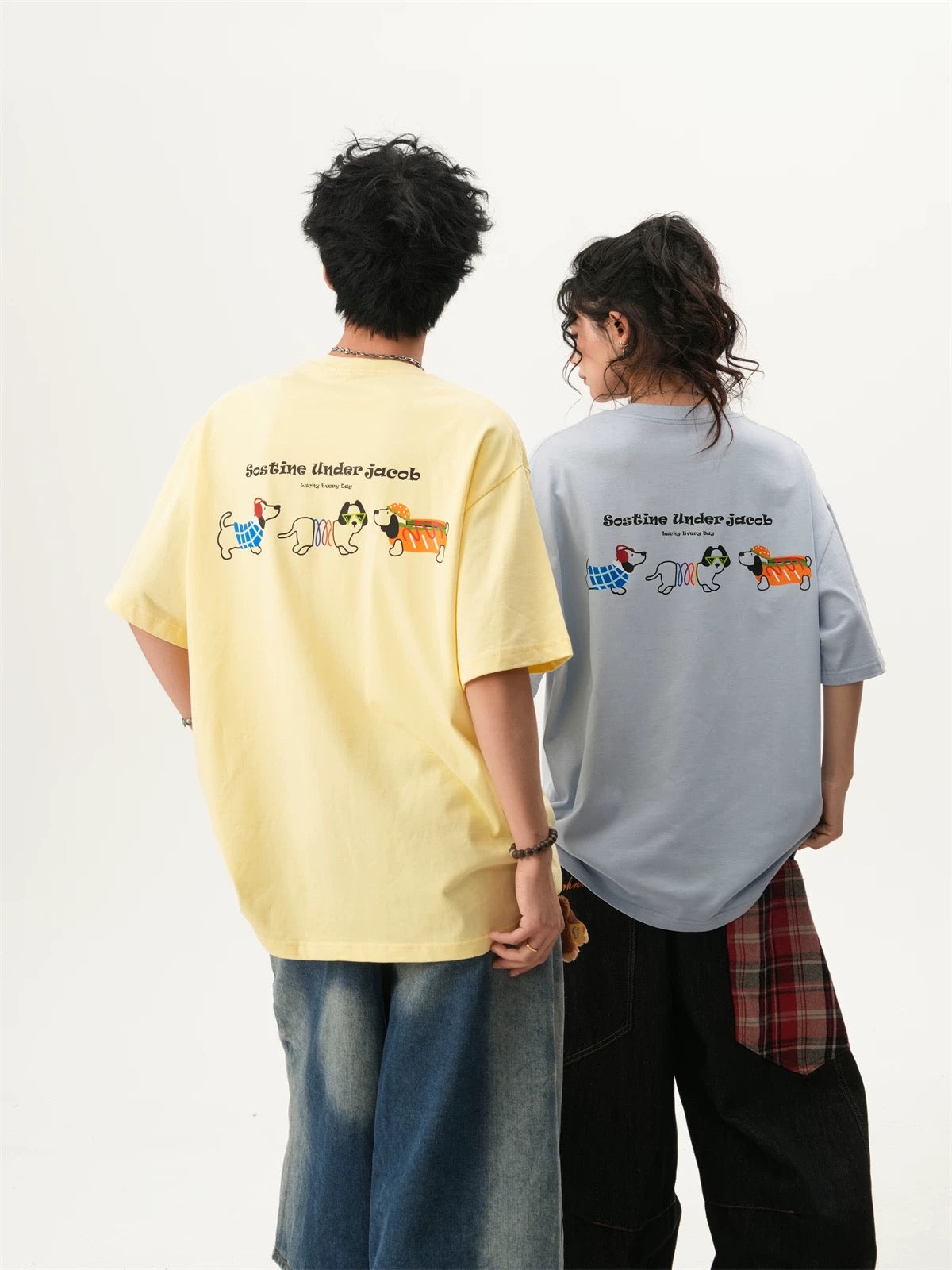 Oversized Crew Neck Dog Graphic T-shirt