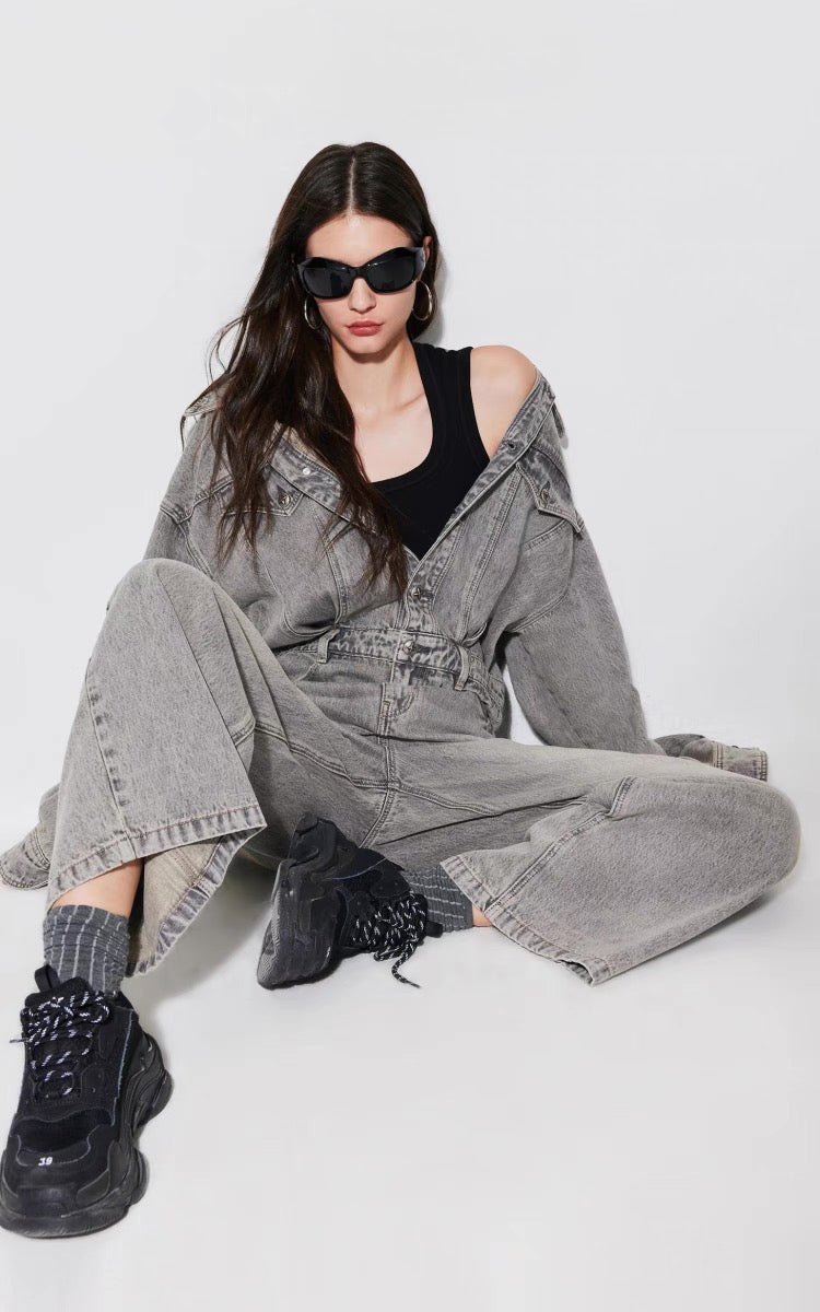 Vintage Washed Denim Overalls