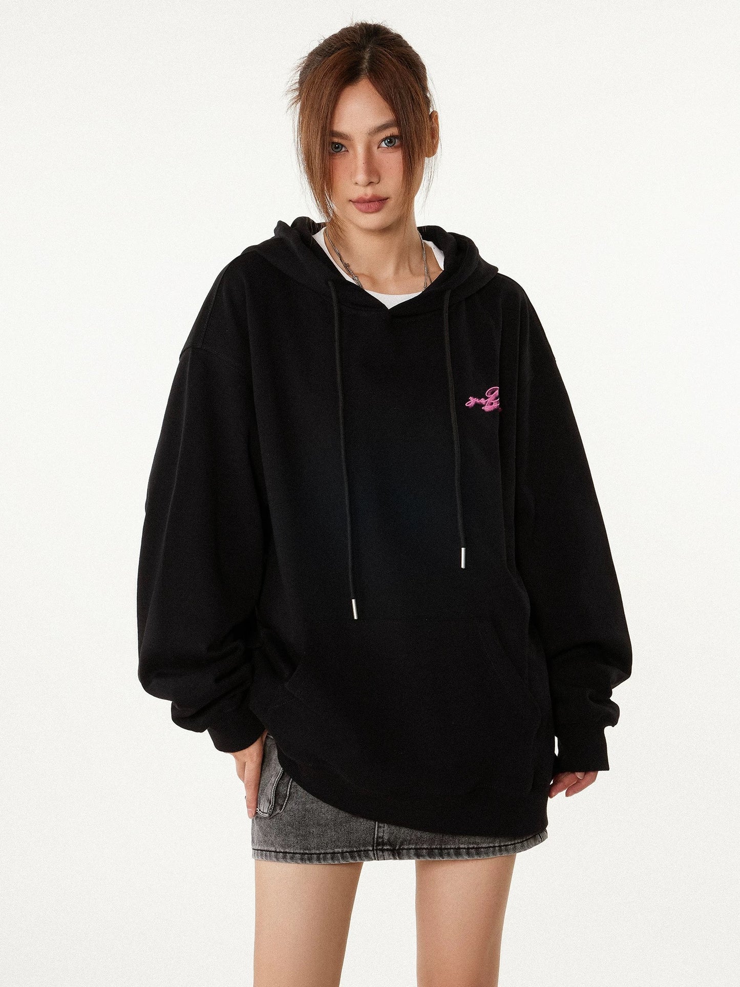 Velvet Shadow Neon Letter Hoodie