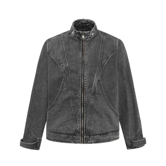 Unisex High-Street Dark Grey Denim Jacket