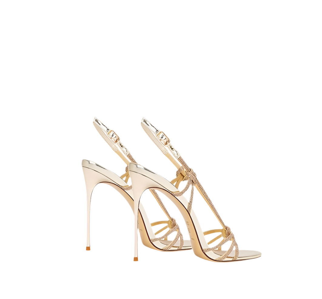 Glam Metallic Rhinestone Strappy Sandals