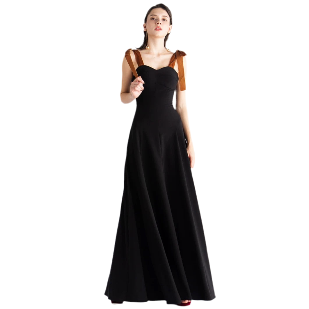 Shoulder Tie Grace Black Gown