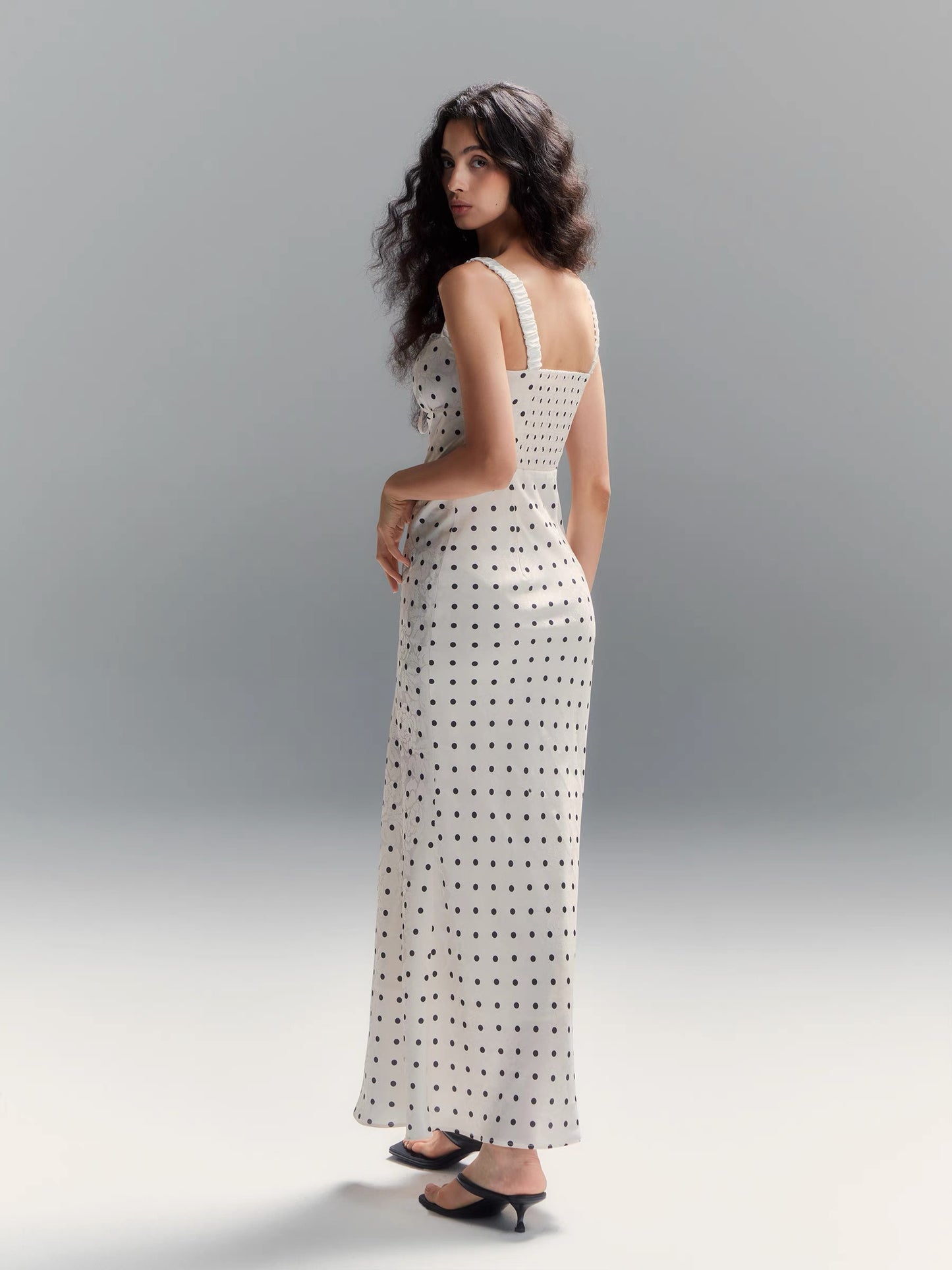 Sleeveless Polka Dot Bodycon Maxi Dress