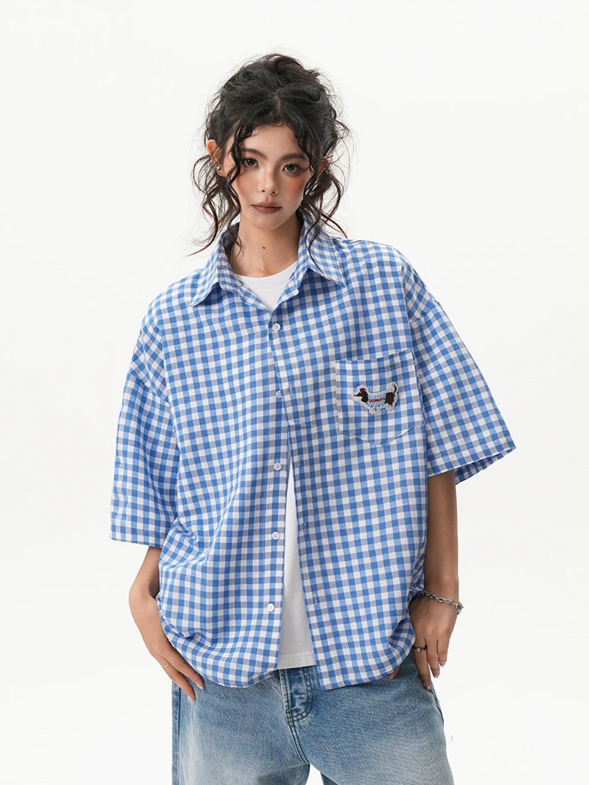 Unisex Plaid Cuban Collar Summer Casual Shirt