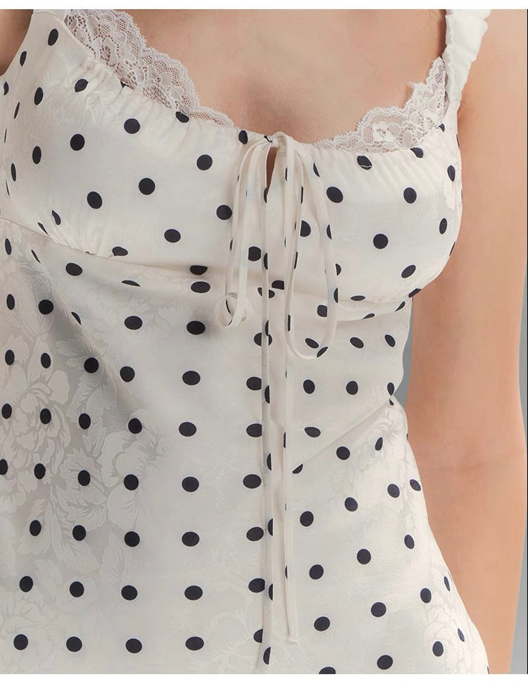 Sleeveless Polka Dot Bodycon Maxi Dress