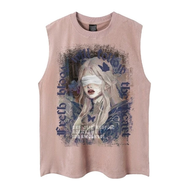 Oversized Graphic Casual Tank Top