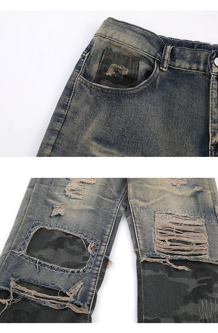 Rugged American Street Ripped Jeans
